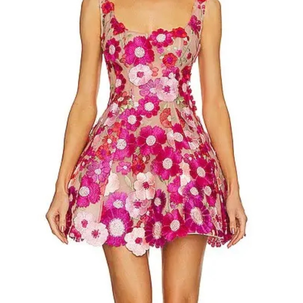 Bronx and Banco Fuchsia Floral Mini Dress